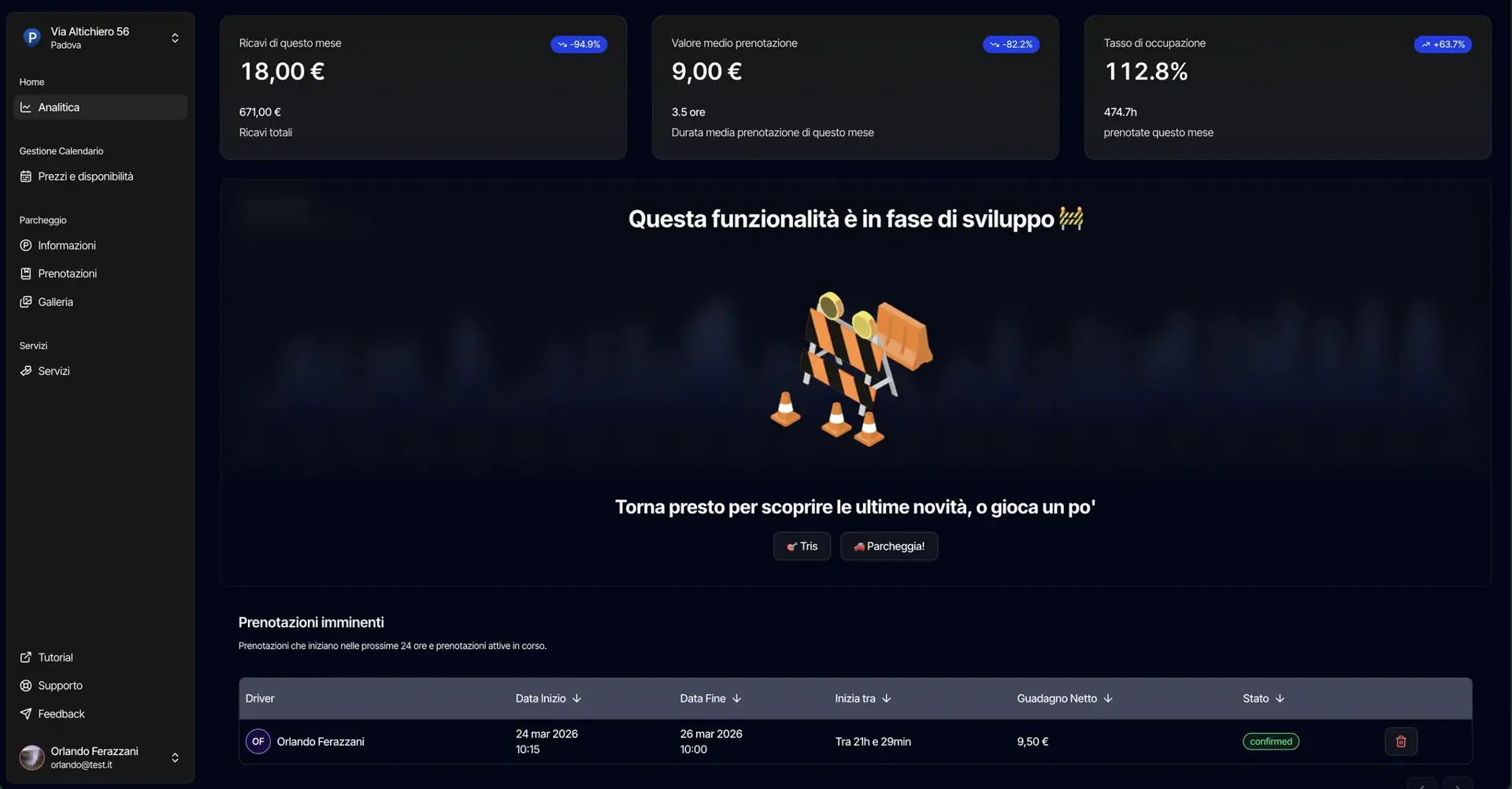Parkito Host Dashboard screenshot 1