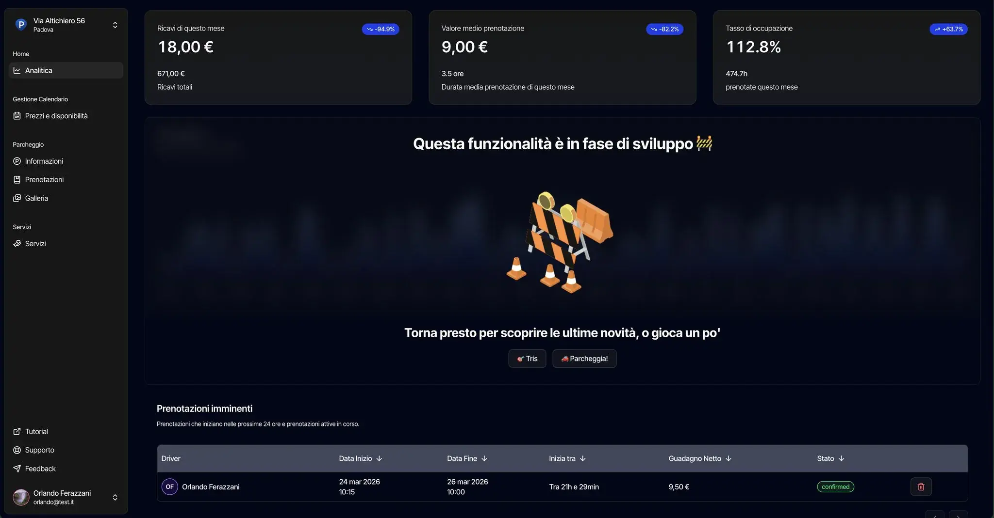 Parkito Host Dashboard screenshot 1